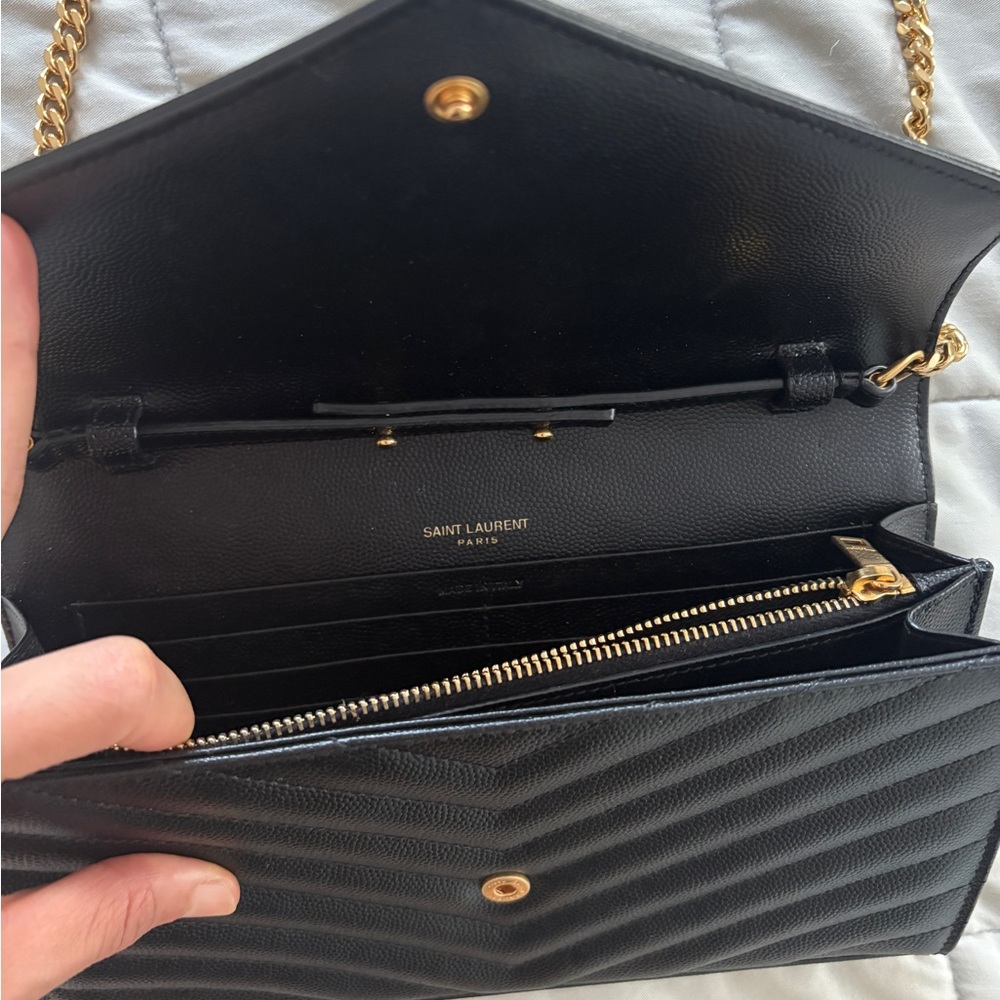 Ysl Monogram Large Wallet On Chain In Grained Lea… - image 5